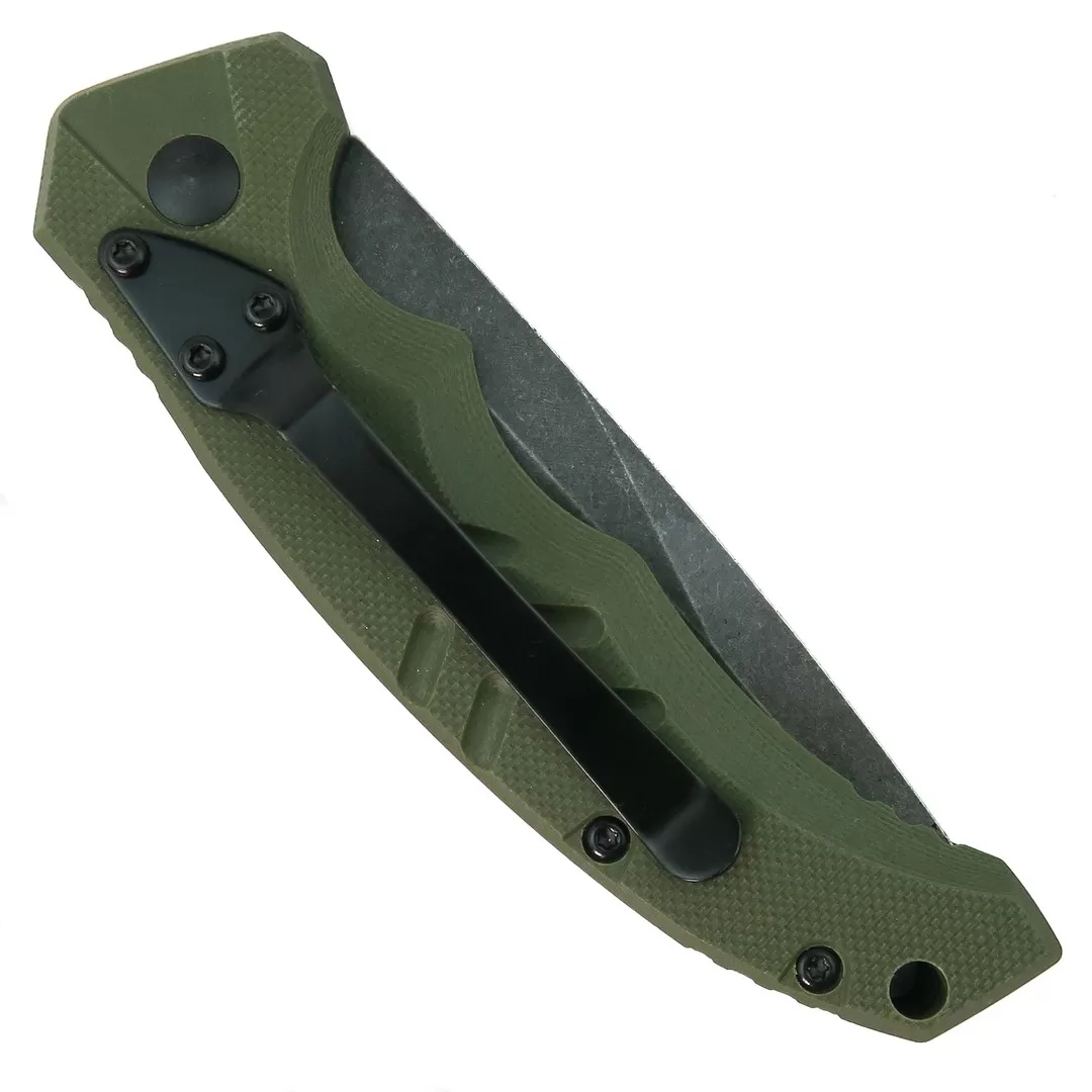 Boker Plus Exclusive OD Green Intention II Auto Knife, Dark Stonewash Blade 4 Boker Plus Exclusive OD Green Intention II Auto Knife, Dark Stonewash Blade - Image 2