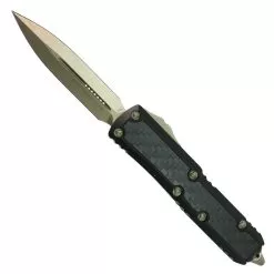 Microtech Signature Series Daytona D/E OTF Carbon Fiber Inlay Auto Knife, Bronze Dagger Blade