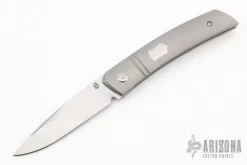F22 KickStop Flipper Knife, Machine Satin Blade, Titanium Handles, Option 1 Satin Accents