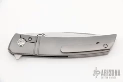F22 KickStop Flipper Knife, Machine Satin Blade, Titanium Handles, Option 1 Satin Accents -Knife Shop 1668781631 5901