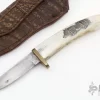 Damascus And Stag Hunter W/ Scrimshaw -Knife Shop 1672333914 8378