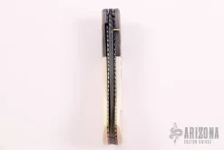 Scrimshawed Damascus And Mammoth Ivory Linerlock -Knife Shop 19190626 22196