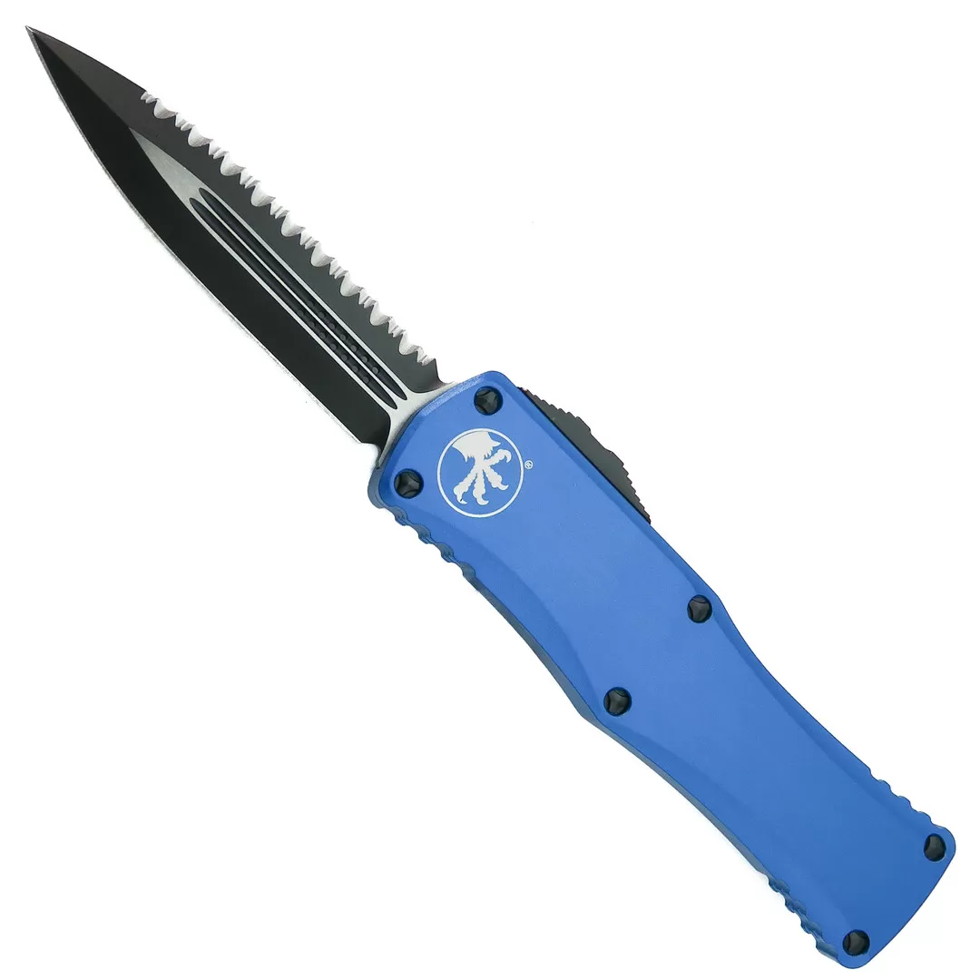 Microtech Blue Hera OTF Knife, Black Serrated Dagger Blade 3 Microtech Blue Hera OTF Knife, Black Serrated Dagger Blade