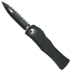 Microtech Black Tactical Hera OTF Knife, Black Serrated Dagger Blade