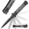 Black Micarta Handle Assisted Opening Stiletto 2 Black Micarta Handle Assisted Opening Stiletto -Knife Shop A19 BK1830