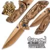 Shadow Warrior Assisted Opening Pocket Knife | DamascTec Steel Blade | Gold And Blue -Knife Shop A19 BK3534