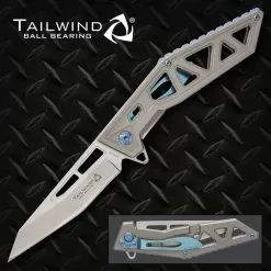 Rampage Tailwind Skeletonized Pocket Knife - Stainless Steel Blade, Steel Handle, Ti-Coated, Ball Bearing Opening, Pocket Clip