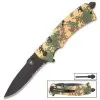SOA Camo Field Pocket Knife With Firestarter - Stainless Steel Blade, ABS Handle, Assisted Opening, Pocket Clip - Closed 5 1/4”