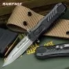 Rampage Faux OTF Knife - Stainless Steel Blade, Textured TPU Handle, Liner Lock, Pocket Clip, Glassbreaker -Knife Shop A19 BK5460