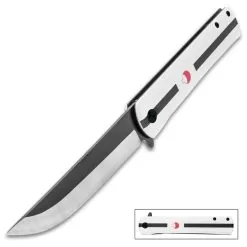 White Anime Assisted Opening Pocket Knife - 3Cr13 Stainless Steel Blade, Aluminum Handle, 3D-Printed Artwork - Closed 5”