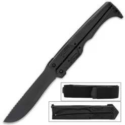 Gerber DoubleDown Folding Machete And Sheath - 420HC Stainless Steel Blade, Anodized Aluminum Handle - Length 15 1/10”