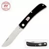 Kissing Crane Black Pocket Farmer Knife - Stainless Steel Blade, Synthetic Handle, Brass Liners