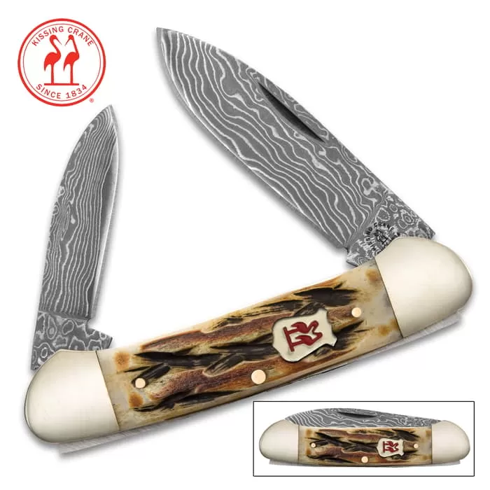 Kissing Crane Burnt Bone Canoe Pocket Knife 3 Kissing Crane Burnt Bone Canoe Pocket Knife