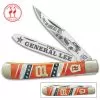 Kissing Crane General Lee Trapper Pocket Knife - Stainless Steel Blades, Bone And Pearl Handle, Nickel Silver Bolsters, Brass Liners -Knife Shop A19 KC5553