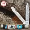 Kissing Crane 2021 Trail Of Tears Trapper Knife - Stainless Steel Blades, Bone Handle Scales, Hammered Bolsters 1 Kissing Crane 2021 Trail Of Tears Trapper Knife - Stainless Steel Blades, Bone Handle Scales, Hammered Bolsters -Knife Shop A19 KC5852