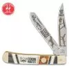 Kissing Crane Coon Hunter Trapper Pocket Knife - Stainless Steel Blades, Wood And Glass, Handle Scales, Nickel Silver Bolsters -Knife Shop A19 KC5856