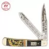 Kissing Crane Bandit’s Firebird Trapper Knife - Stainless Steel Blades, Jigged Bone Handle Scales, Nickel Silver Bolsters -Knife Shop A19 KC5868