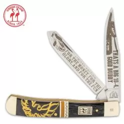 Kissing Crane Bandit’s Firebird Trapper Knife - Stainless Steel Blades, Jigged Bone Handle Scales, Nickel Silver Bolsters