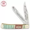 Kissing Crane 2022 Father’s Day Trapper Pocket Knife - Stainless Steel Blades, Bone And Wood Handle Nickel Silver Bolsters -Knife Shop A19 KC5872