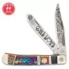 Kissing Crane Groovy Trapper Pocket Knife - Stainless Steel Blades, Bone And Acrylic Handle Scales, Nickel Silver Bolsters -Knife Shop A19 KC5884