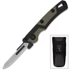 Kershaw LoneRock RBK 2 Pocket Knife - #60A Scalpel Blade, Glass-Filled And Rubber Handle, Manual Opening - Closed 4 2/5”