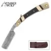 Timber Wolf Bowery Boys Razor Knife - Damascus Steel Blade, Bone And Brass Handle, Brass Pins And Liner - Closed 6 1/2” -Knife Shop A19 TW1160