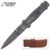 Timber Wolf Castle Guard Pocket Knife And Sheath - Damascus Steel Blade, Damascus Steel Handle Scales, Filework -Knife Shop A19 TW1219