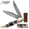 Timber Wolf Filework Hunter Pocket Knife Damascus -Knife Shop A19 TW262