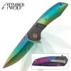 Timber Wolf Aurora Assisted Opening Pocket Knife - DamascTec Steel With Titanium Rainbow Finish -Knife Shop A19 TW577
