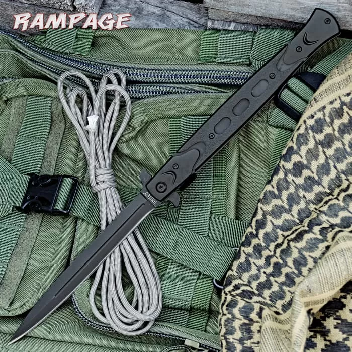 United Cutlery Rampage Black Assisted Opening Stiletto 3 United Cutlery Rampage Black Assisted Opening Stiletto