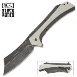 Black Ronin Maximus Razor Assisted Opening Pocket Knife - Stonewashed Stainless Steel Blade, TPU Handle - Closed 7”