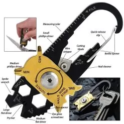SHTF 20-In-1 Multi-Tool EDC With Carabiner Quick Release Clip - Various Sized Wrenches And Screwdrivers, Blade, Ruler, File
