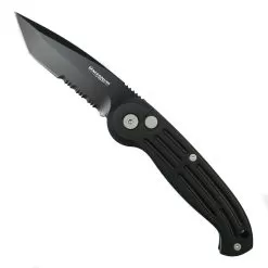 Boker Magnum Black SpeedMaster Auto Knife, Black Tanto Combo Blade