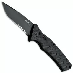 Boker Plus Strike Tanto Auto Knife, D2 Black Combo Blade
