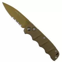Boker Desert Tan Kalashnikov 74 Auto Knife, D2 Desert Tan Combo Blade