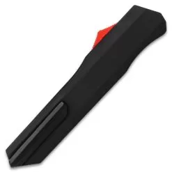 Red And Black OTF Automatic Knife And Sheath - Stainless Steel Blade, Metal Alloy Handle - Length 8 3/4" -Knife Shop C04 VB1234