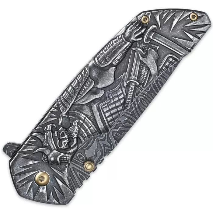 Shadow Warrior Assisted Opening Pocket Knife | DamascTec Steel Blade | Black And Gold 4 Shadow Warrior Assisted Opening Pocket Knife | DamascTec Steel Blade | Black And Gold - Image 2