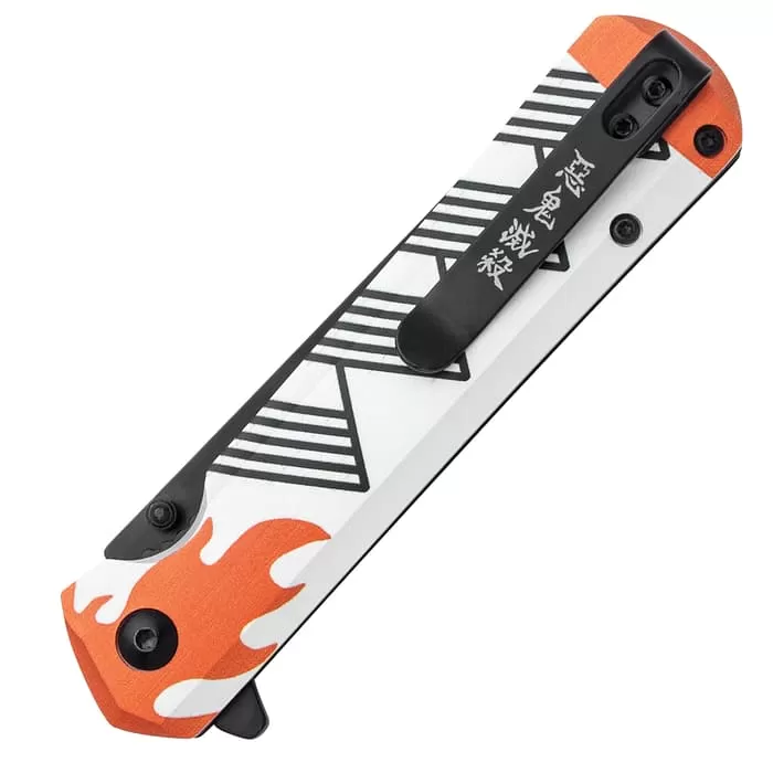 Demon Slayer Pocket Knife - 3Cr13 Stainless Steel Blade, Aluminum Handle Scales, 3D-Printed Artwork - Closed 4 1/2” 4 Demon Slayer Pocket Knife - 3Cr13 Stainless Steel Blade, Aluminum Handle Scales, 3D-Printed Artwork - Closed 4 1/2” - Image 2
