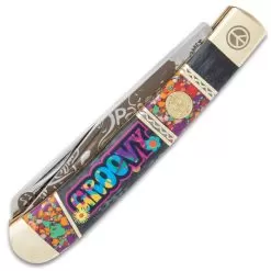 Kissing Crane Groovy Trapper Pocket Knife - Stainless Steel Blades, Bone And Acrylic Handle Scales, Nickel Silver Bolsters -Knife Shop C19 KC5884