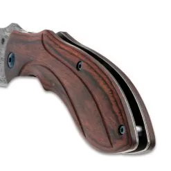 Shinwa Kikori Pocket Knife - Damascus Pattern Steel Blade, Wooden Handle Scales, Assisted Opening, Pocket Clip 9 Shinwa Kikori Pocket Knife - Damascus Pattern Steel Blade, Wooden Handle Scales, Assisted Opening, Pocket Clip -Knife Shop C19 KZ1115