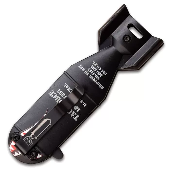 Tac-Force Black Shark Bomb Knife - 3Cr13 Stainless Steel Blade, Anodized Aluminum Handle, Pocket Clip, Self-Standing 4 Tac-Force Black Shark Bomb Knife - 3Cr13 Stainless Steel Blade, Anodized Aluminum Handle, Pocket Clip, Self-Standing - Image 2