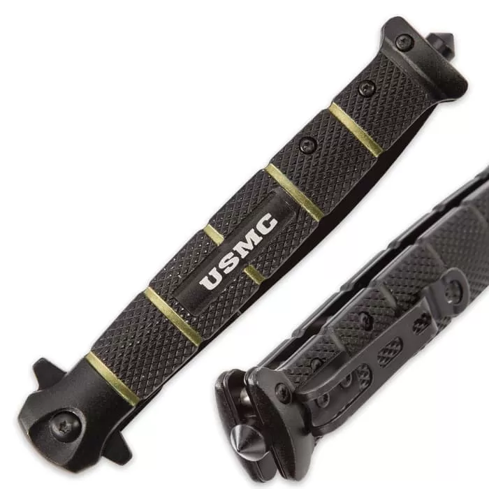 USMC Blackout Combat Stiletto - Assisted Opening Pocket Knife - Officially Licensed 4 USMC Blackout Combat Stiletto - Assisted Opening Pocket Knife - Officially Licensed - Image 2