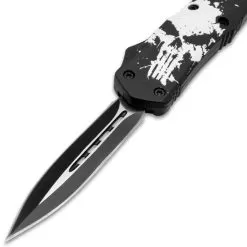 Executioner Double Action Automatic OTF Knife - Stainless Steel Blade, TPR Handle, Glassbreaker - Closed 5 1/2” -Knife Shop D04 BK5921