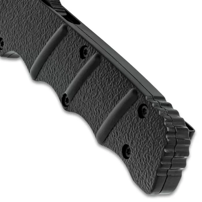 Black Jacket OTF Automatic Knife And Sheath - Stainless Steel Blade, Metal Alloy Handle, Pocket Clip - Length 8 3/4" 5 Black Jacket OTF Automatic Knife And Sheath - Stainless Steel Blade, Metal Alloy Handle, Pocket Clip - Length 8 3/4" - Image 3