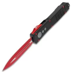 Digi-Red OTF Automatic Knife And Sheath - Stainless Steel Blade, Aluminum Handle, Pocket Clip - Length 8 3/4" 8 Digi-Red OTF Automatic Knife And Sheath - Stainless Steel Blade, Aluminum Handle, Pocket Clip - Length 8 3/4" -Knife Shop D04 VB1894