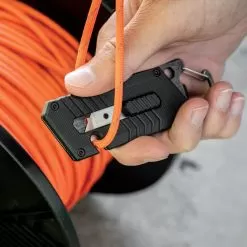 Havoc Utility Knife - Stainless Steel Blade, Nylon Fiber And Steel Handle, Integrated Carabiner, Slide Trigger - Closed Length 4” -Knife Shop D17 BK5743