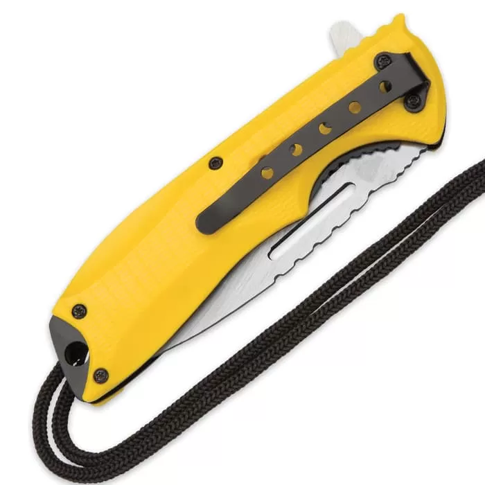 SOA Scout Assisted Opening Pocket Knife - Yellow With Black Paracord Wrapping 5 SOA Scout Assisted Opening Pocket Knife - Yellow With Black Paracord Wrapping - Image 3