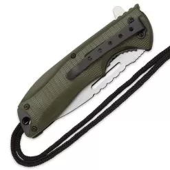 SOA Scout Assisted Opening Pocket Knife - OD Green With Black Paracord Wrapping -Knife Shop D19 BK3497