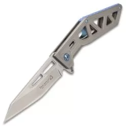 Rampage Tailwind Skeletonized Pocket Knife - Stainless Steel Blade, Steel Handle, Ti-Coated, Ball Bearing Opening, Pocket Clip -Knife Shop D19 BK5138