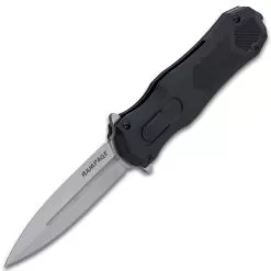 Rampage Faux OTF Knife - Stainless Steel Blade, Textured TPU Handle, Liner Lock, Pocket Clip, Glassbreaker -Knife Shop D19 BK5460